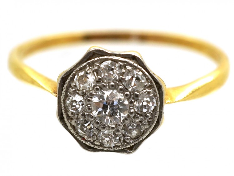 Art Deco 18ct Gold & Platinum, Octagonal Diamond Ring