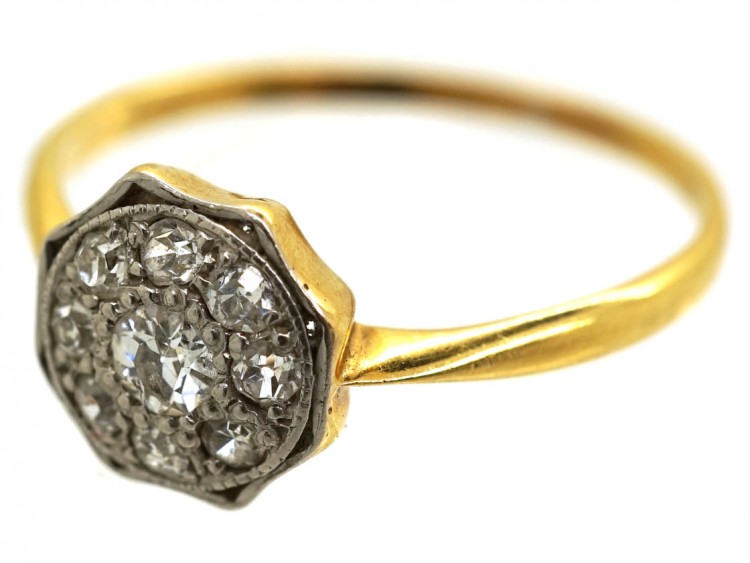 Art Deco 18ct Gold & Platinum, Octagonal Diamond Ring