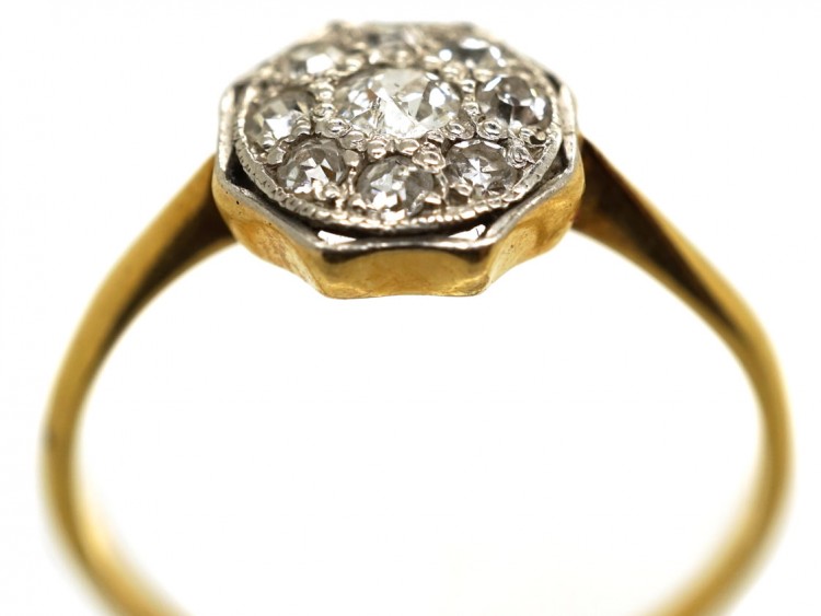 Art Deco 18ct Gold & Platinum, Octagonal Diamond Ring