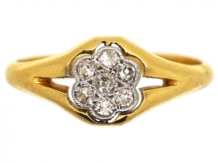 Edwardian 18ct Gold Diamond Cluster Ring