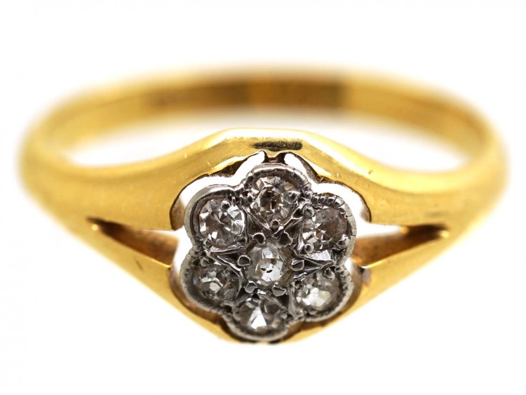 Edwardian 18ct Gold Diamond Cluster Ring