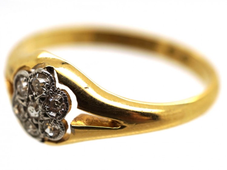 Edwardian 18ct Gold Diamond Cluster Ring