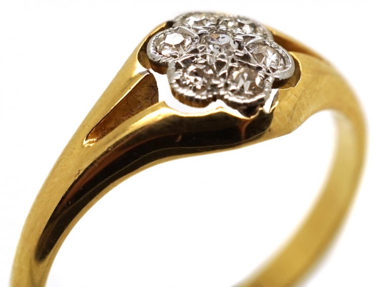 Edwardian 18ct Gold Diamond Cluster Ring