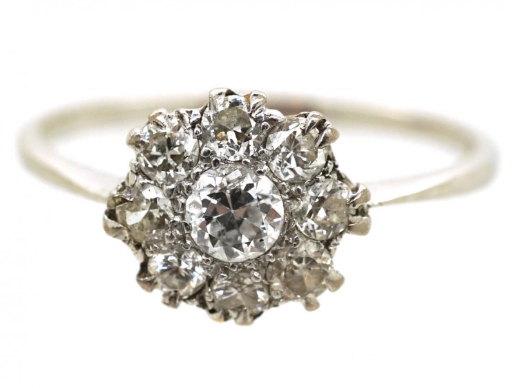 18ct White Gold & Diamond Cluster Ring