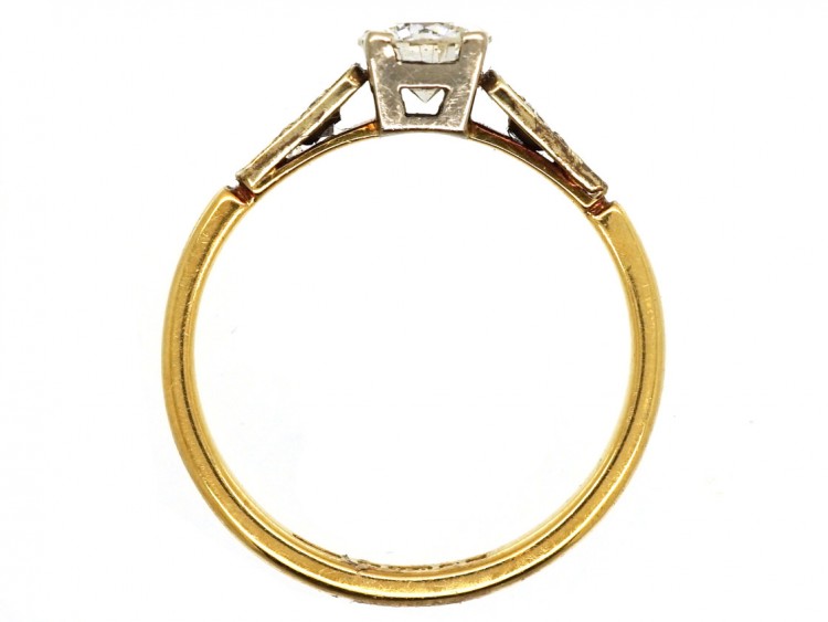 18ct Gold Diamond Solitaire Ring with Diamond Shoulders