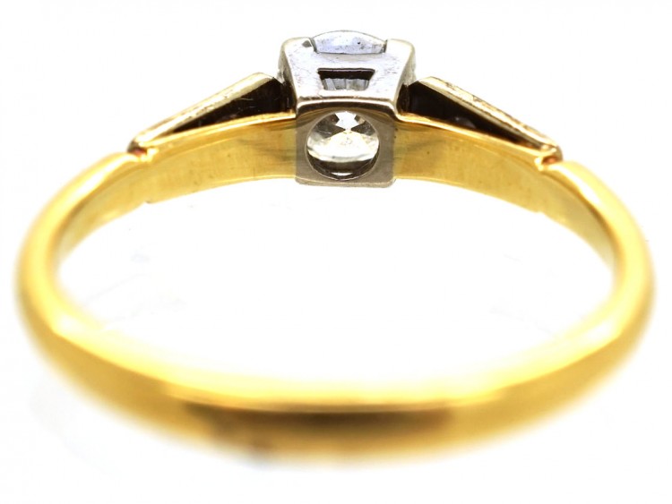 18ct Gold Diamond Solitaire Ring with Diamond Shoulders