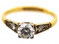 18ct Gold Diamond Solitaire Ring with Diamond Shoulders