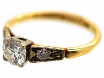 18ct Gold Diamond Solitaire Ring with Diamond Shoulders