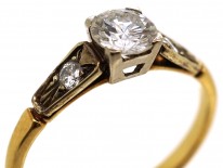 18ct Gold Diamond Solitaire Ring with Diamond Shoulders