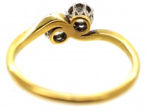 Edwardian 18ct Gold & Platinum, Two Stone Diamond Crossover Ring