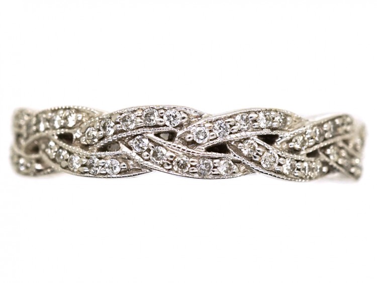 9ct White Gold & Diamond Inter Woven Design Ring