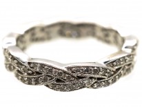 9ct White Gold & Diamond Inter Woven Design Ring