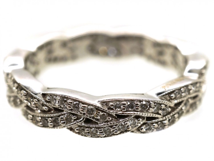 9ct White Gold & Diamond Inter Woven Design Ring