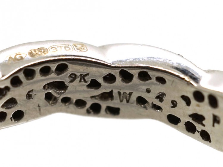 9ct White Gold & Diamond Inter Woven Design Ring