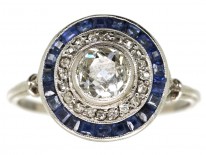 Art Deco Sapphire & Diamond Target Ring