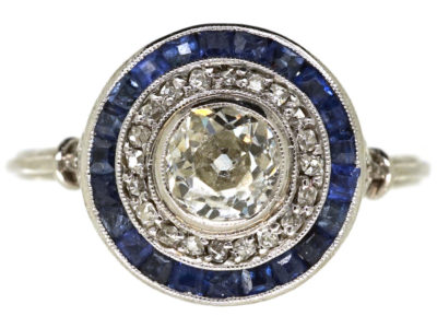 Art Deco Sapphire & Diamond Target Ring
