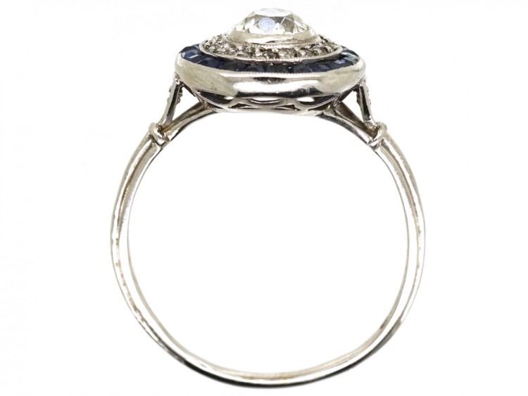 Art Deco Sapphire & Diamond Target Ring