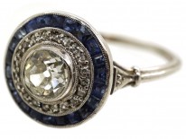 Art Deco Sapphire & Diamond Target Ring