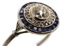Art Deco Sapphire & Diamond Target Ring