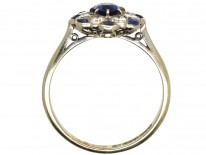 Edwardian 18ct Gold Sapphire & Diamond Oval Cluster Ring