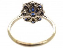 Edwardian 18ct Gold Sapphire & Diamond Oval Cluster Ring