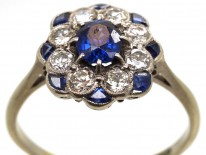 Edwardian 18ct Gold Sapphire & Diamond Oval Cluster Ring