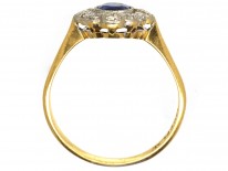 Edwardian 18ct Gold, Platinum, Sapphire & Diamond Oval Cluster Ring
