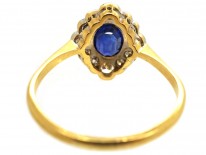 Edwardian 18ct Gold, Platinum, Sapphire & Diamond Oval Cluster Ring