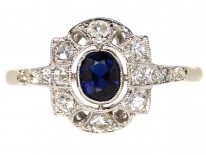 Art Deco Platinum, Sapphire & Diamond Ring