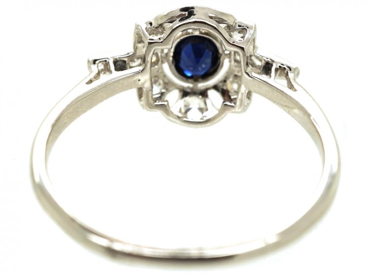 Art Deco Platinum, Sapphire & Diamond Ring