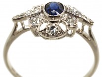 Art Deco Platinum, Sapphire & Diamond Ring