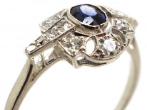 Art Deco Platinum, Sapphire & Diamond Ring
