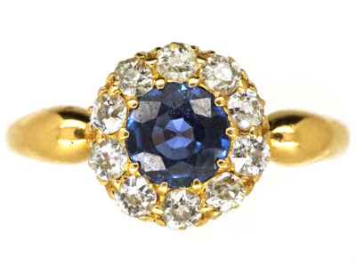 Victorian 18ct Gold, Sapphire & Diamond Cluster Ring