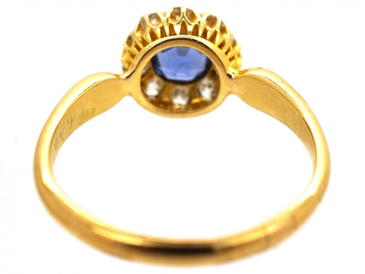 Victorian 18ct Gold, Sapphire & Diamond Cluster Ring