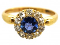 Victorian 18ct Gold, Sapphire & Diamond Cluster Ring
