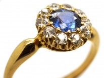 Victorian 18ct Gold, Sapphire & Diamond Cluster Ring