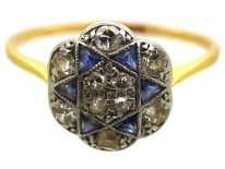 Art Deco 18ct Gold, Platinum, Sapphire & Diamond Star Ring