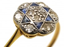 Art Deco 18ct Gold, Platinum, Sapphire & Diamond Star Ring