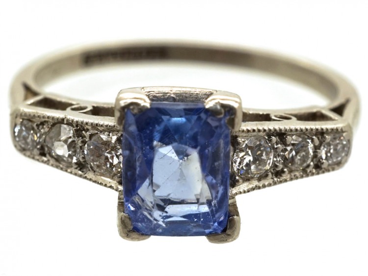 Art Deco Ceylon Sapphire & Diamond Ring