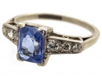 Art Deco Ceylon Sapphire & Diamond Ring