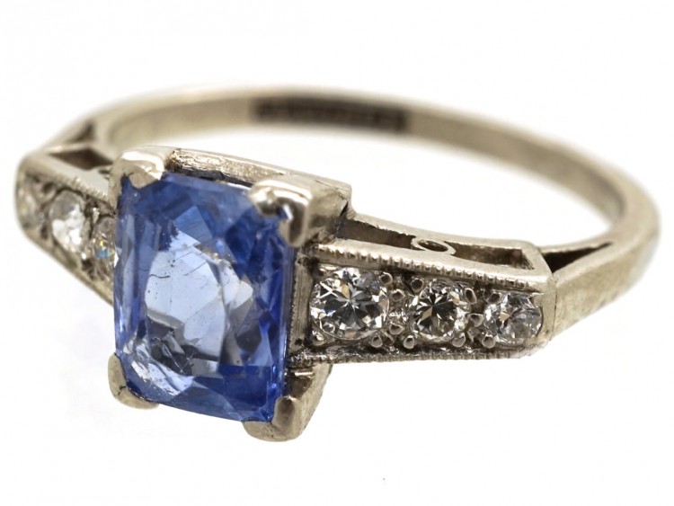 Art Deco Ceylon Sapphire & Diamond Ring