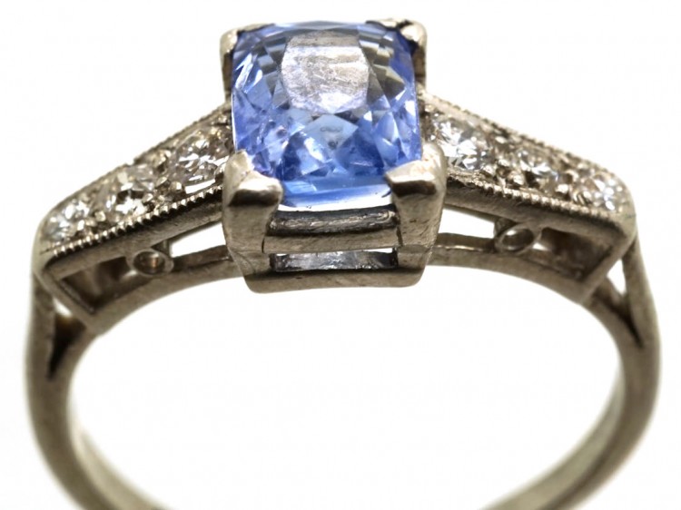 Art Deco Ceylon Sapphire & Diamond Ring