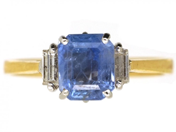 18ct Gold, Ceylon Sapphire & Diamond Ring
