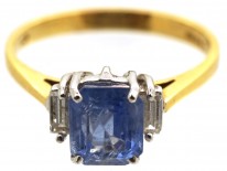 18ct Gold, Ceylon Sapphire & Diamond Ring