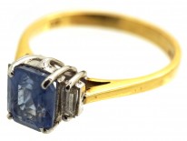 18ct Gold, Ceylon Sapphire & Diamond Ring