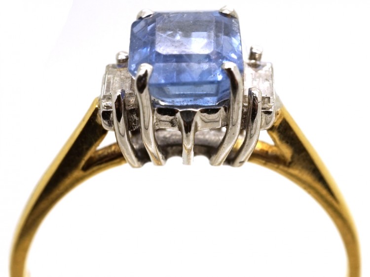 18ct Gold, Ceylon Sapphire & Diamond Ring
