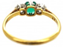 18ct Gold, Platinum, Emerald & Diamond Three Stone Ring