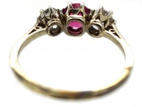 18ct White Gold Ruby & Diamond Three Stone Ring
