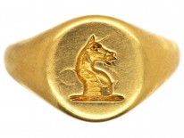 Victorian 18ct Gold Signet Ring of a Unicorn