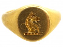 Victorian 18ct Gold Signet Ring of a Unicorn